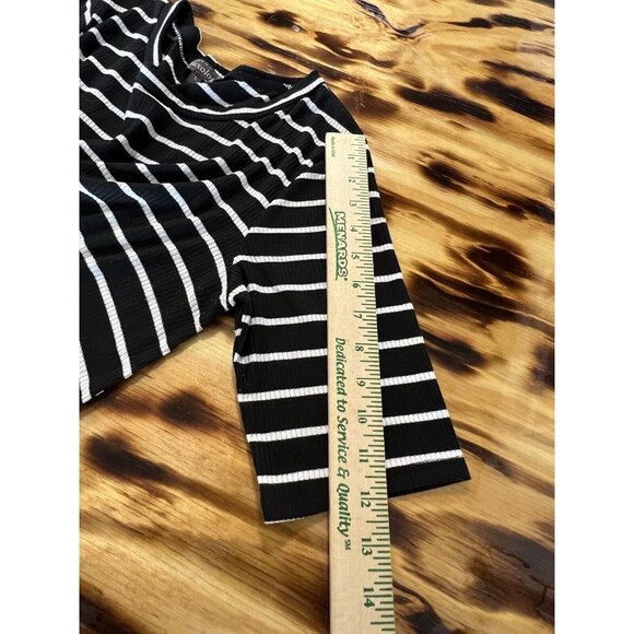 Luxology Women T Shirt Dress Black White Striped Stretch Size Large Classic City - Picture 7 of 10